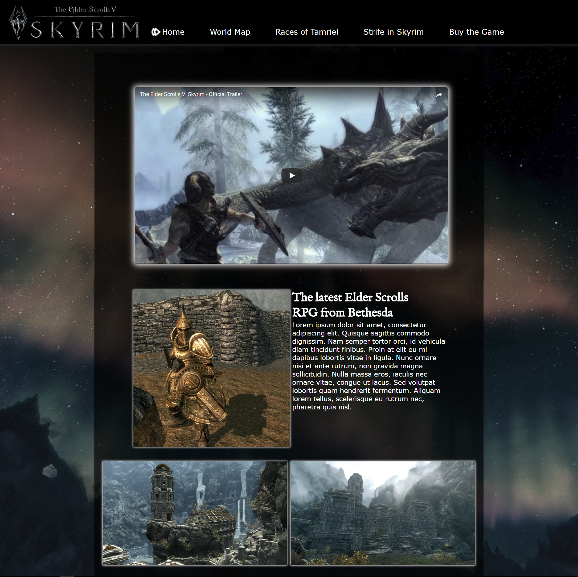 Skyrim webpage classwork